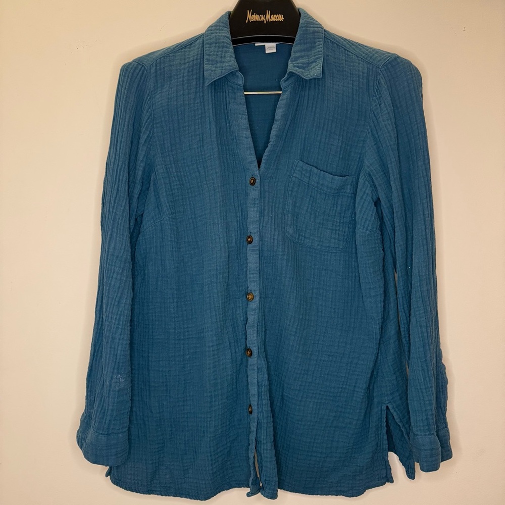 J. Jill Teal Crinkle Top